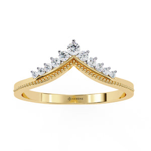 0.15 Carat Round Cut Curved Diamond Wedding Band In Yellow Gold