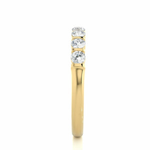 0.50 Ct Round Cut Bar Setting 7 Stone Diamond Wedding Band In Yellow Gold