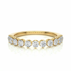 0.60 Ct Round Cut Basket Setting Diamond Half Eternity Band In Yellow Gold