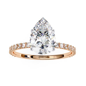 Pear Shape Man Made Diamond Halo Engagement Ring