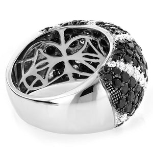 3.55 Ct Round Cut Black And White Diamond Ring In White Gold