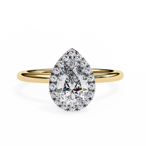Pear Cut Man Made Diamond Halo Engagement Ring