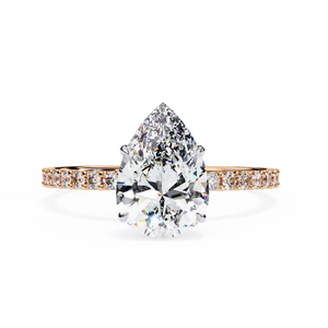 Pear Shape Man Made Diamond Halo Engagement Ring