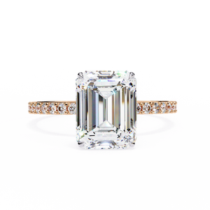 Emerald Lab Diamond Halo Engagement Ring With Sleek Band