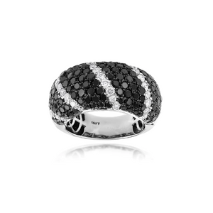 3.55 Ct Round Cut Black And White Diamond Ring In White Gold