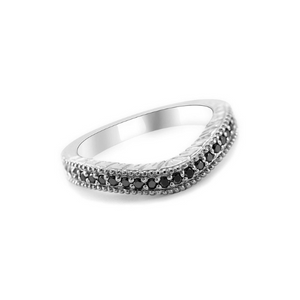 1.80 Ct Round Cut Prong Setting Black Diamond Bridal Set Wedding Ring